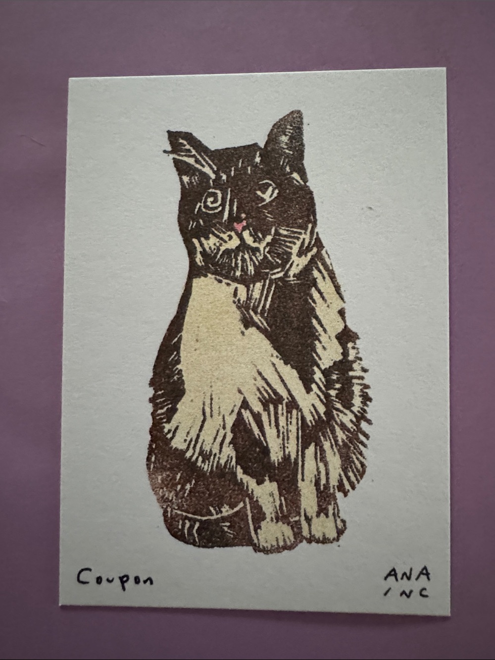 Anastasia Inciardi Mini Prints Coupon Print. From Brooklyn, NYC. 3.5” x 2.5”